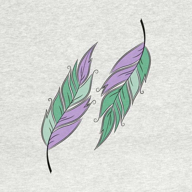 Two colored feathers. by AliDia